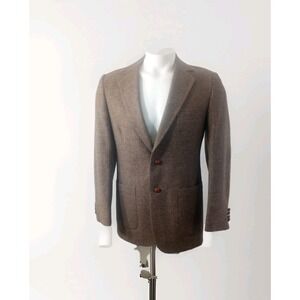 SPORT COAT 39R Wall Street Collection Foleys Brown Wool Tweed Blazer Elbow Patch
